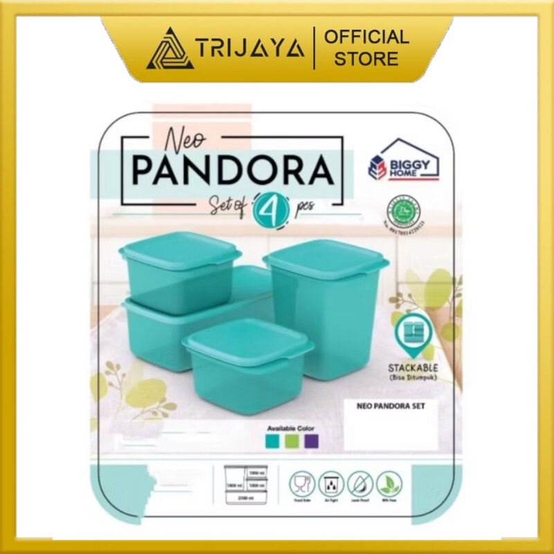 BIGGY Neo Pandora Set 4 pcs Aurora Toples Sealware Tempat Makanan