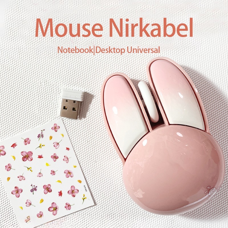 mouse Wireless MOSE LUCU 2.4G Rabbit Ear unmute mouse M6 KADO UNIK AKSESORIS KOMPUTER LAPTOP