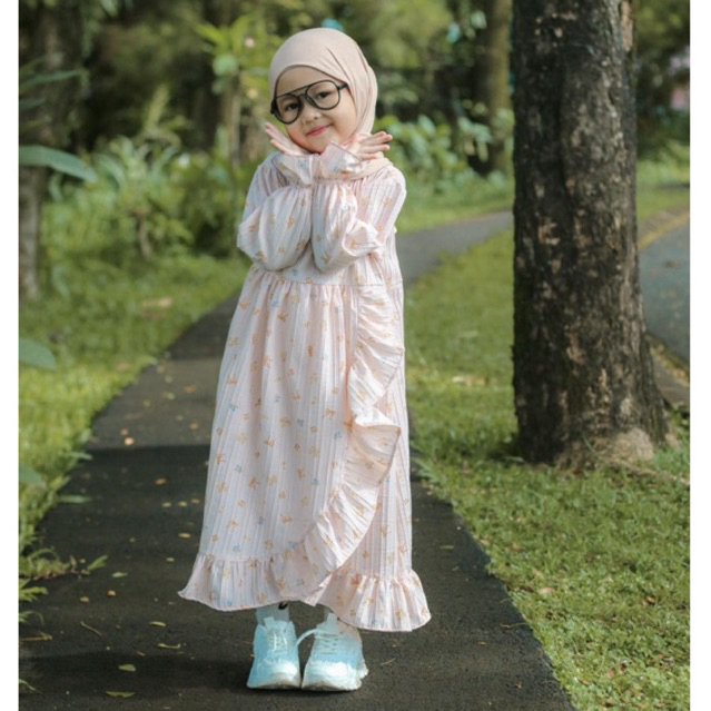Gamis anak perempuan - gamis anak cewek - gamis anak perempuan lebaran - gamis anak motif bunga - ga