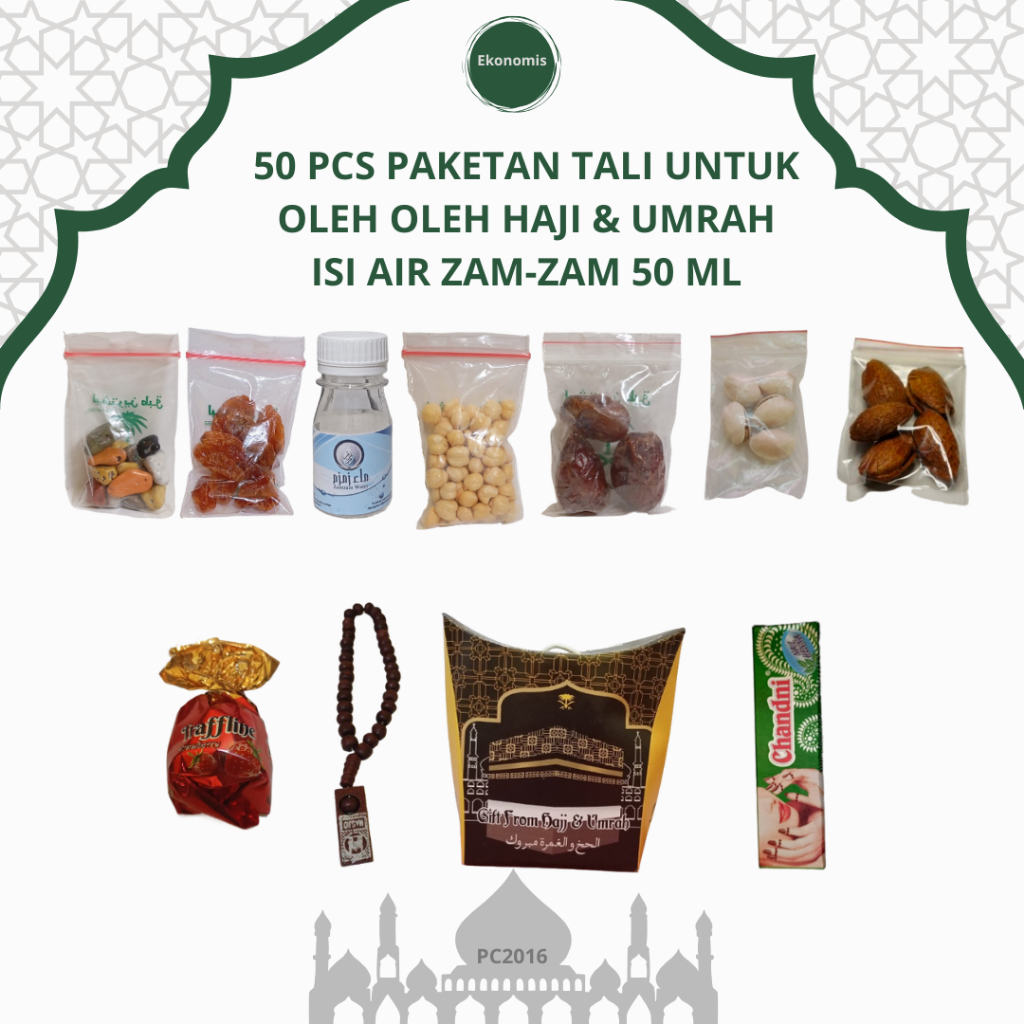 

50 pcs paketan hemat tali untuk oleh oleh haji dan (umroh isi air zamzam 50 ml)
