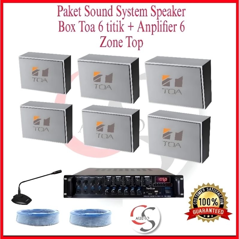 Paket Sound System Speaker Box Toa 6 titik  + Amplifier 6 zone  USB Bluetooth