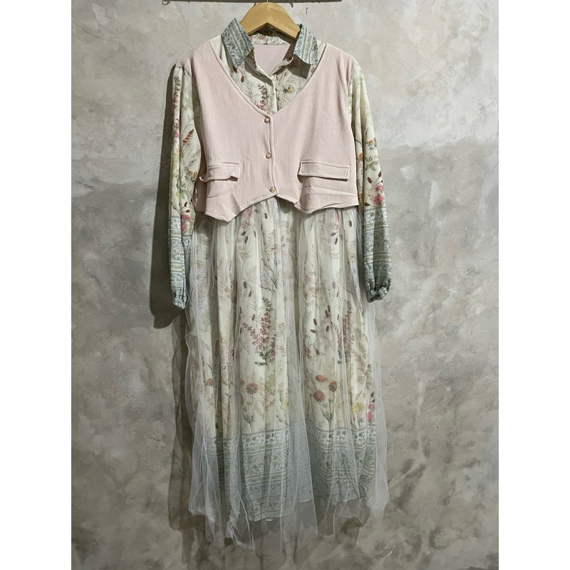 gamis ceruty rompi / midi ceruty rompi / gamis rampi / gamis lebaran 2015 / gamis rompi / gamis buti