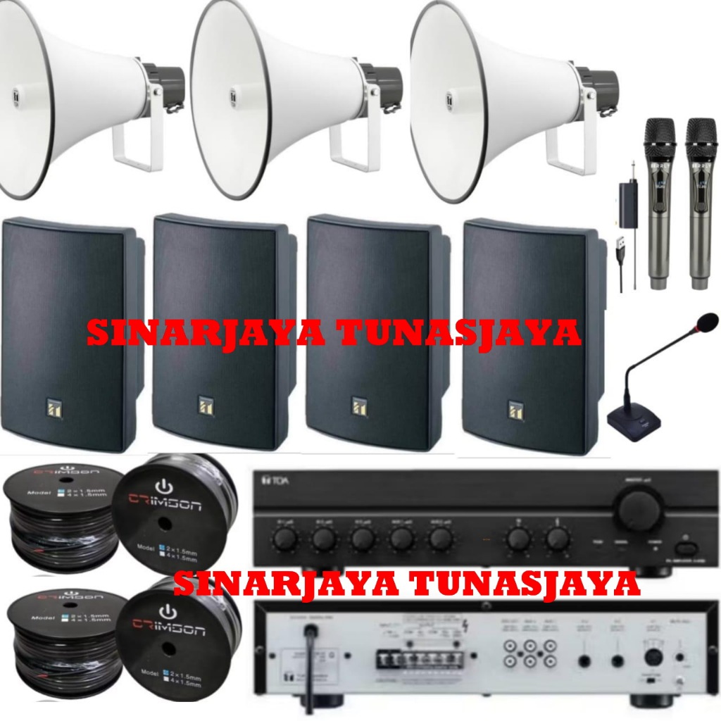 PAKET TOA MASJID DAN MUSHOLLA  PAKET TOA SOUNDSYSTEM AMPLI TOA 240 WATT 4 SPEAKER DALAM 3 CORONG