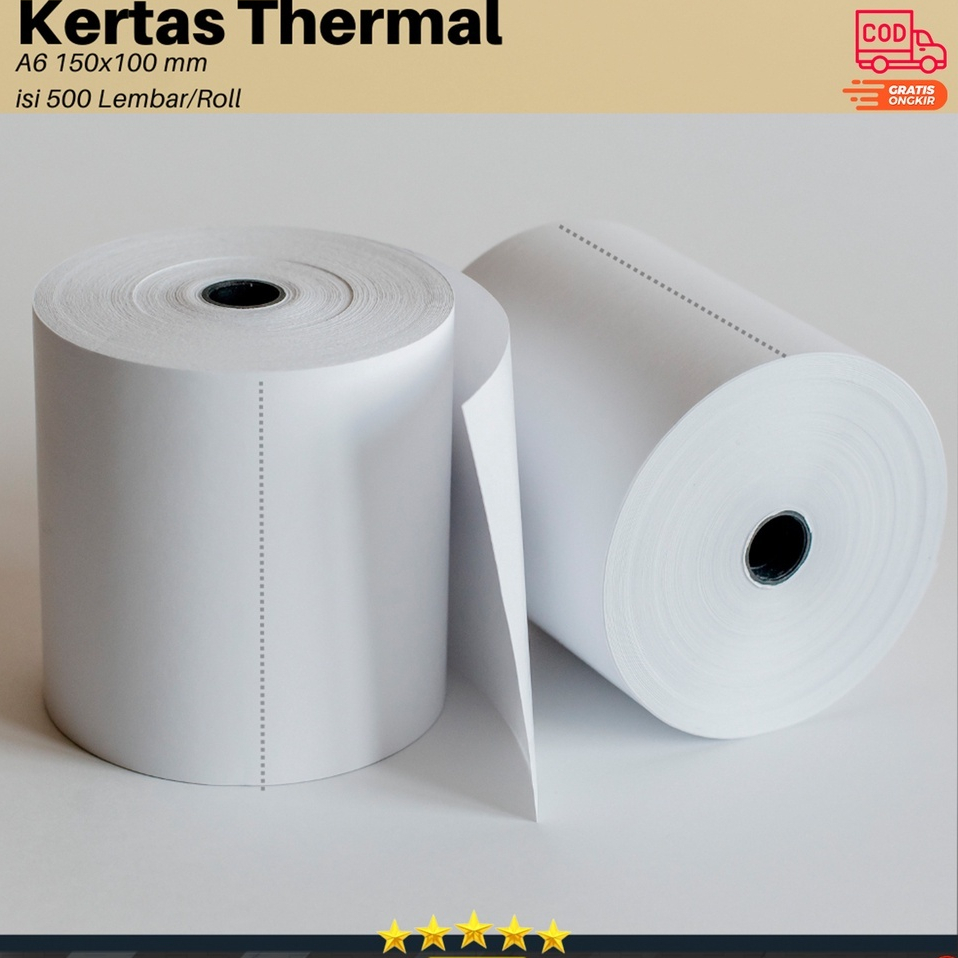 

Kertas Sticker Resi Thermal 150x100 mm Isi 500 Lembar/Roll