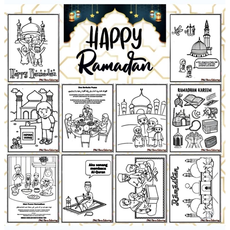 

Kertas Mewarnai Gambar Anak TK / PAUD / SD Tema Happy Ramadan Isi 10 Lembar Gambar Berbeda / Kertas Gambar Tebal (10 Lembar Gambar)