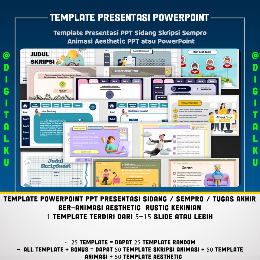 Template Presentasi PPT Sidang Skripsi Sempro Animasi Aesthetic PPT atau PowerPoint