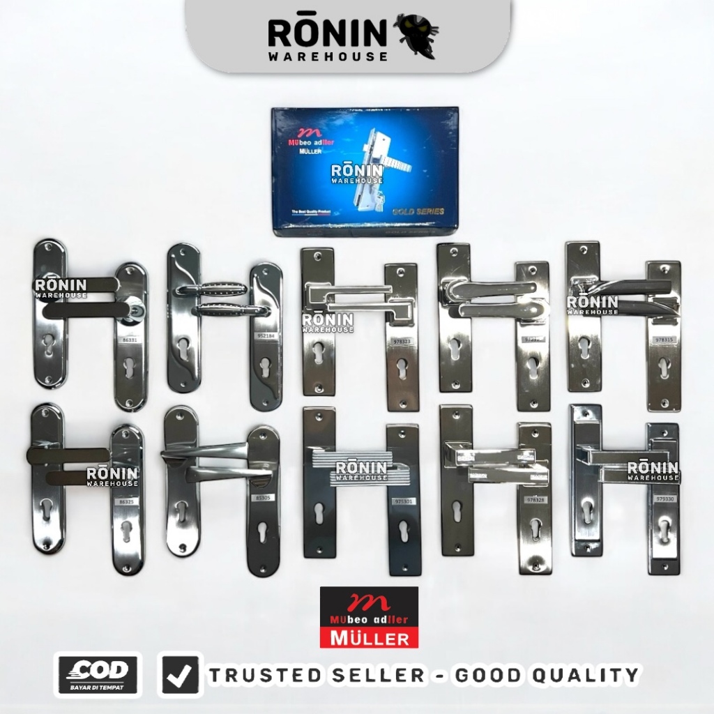 MULLER Handle Pintu L besar stainless gagang Pegangan Kunci Pintu Rumah Door set