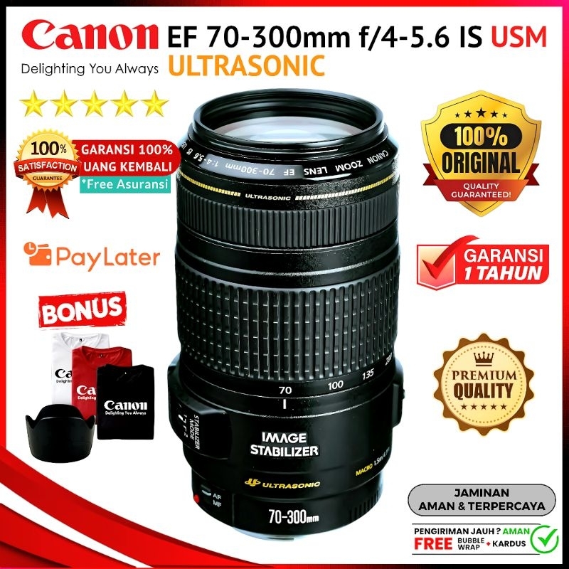 Lensa Tele Canon EF 70-300mm f/4-5.6 IS USM ULTRASONIC for Canon DSLR APSC & Full Frame - Free Bonus