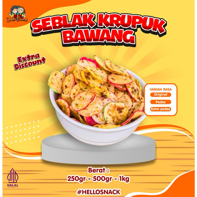 

HELLO SNACK - Kerupuk Seblak Kering Pedas Daun Jeruk / Original Daun Jeruk 250gr, 500gr, 1000gr.