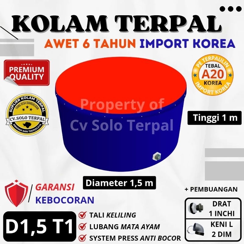 Terpal Kolam terpal bundar - Kolam Terpal ikan bulat A20 D1,5 T 1 - Diameter 150cm Tinggi 100cm Kola