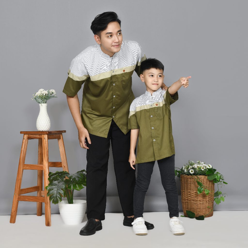Adhipa Koko Couple Ayah Anak model Zidan warna Hijau Olive