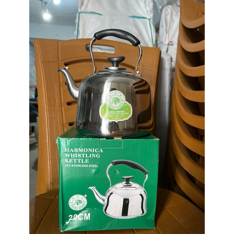 Green Horse Harmonica Whistling Kettle Teko Bunyi 20cm Stainless Steel 3 Liter