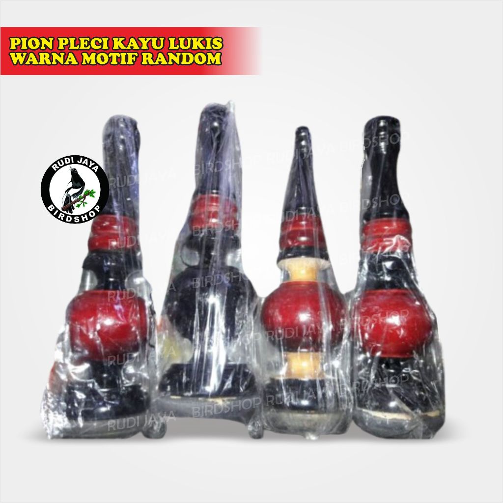 PION PLECI KAYU LUKIS WARNA MOTIF RANDOM BURUNG PLECI PANJANG PENDEK SANGKAR KANDANG PCMI HELOPED