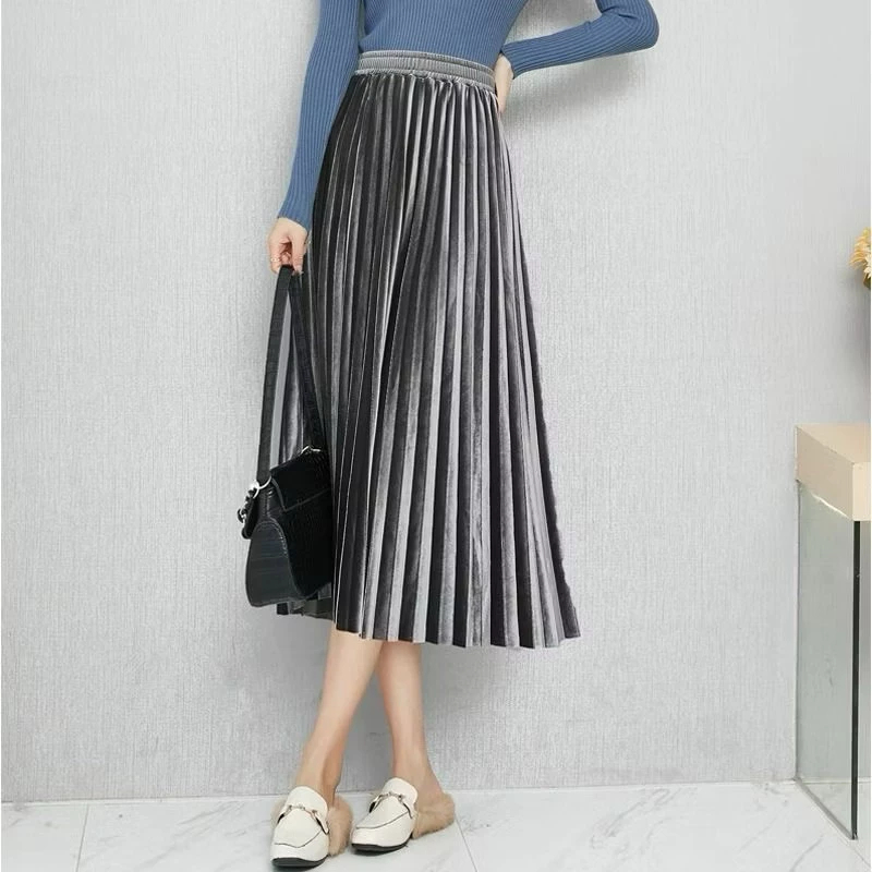 Rok Plisket Bludru 7/8 Rok Bludru Velvet 7/8 Rok Plisket Bludru Midi 7/8 higt waist