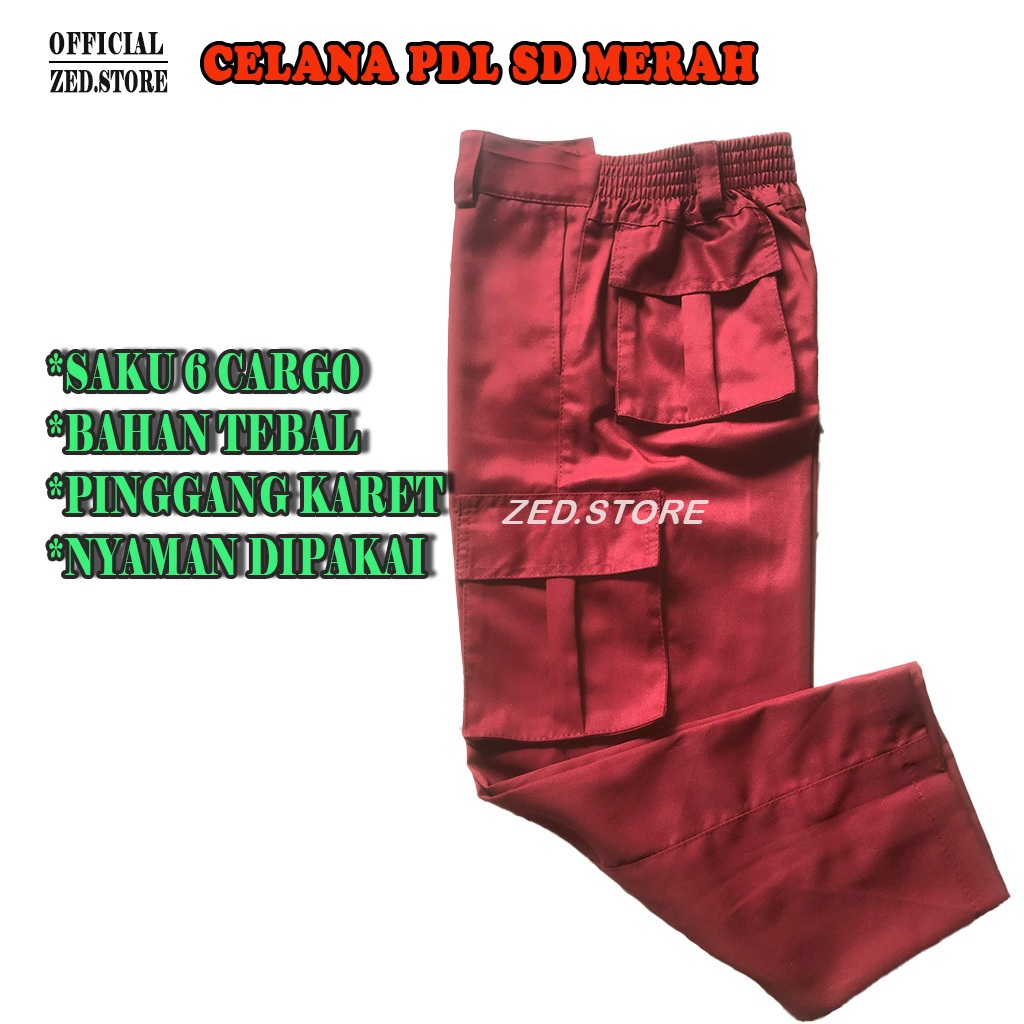 CELANA PDL SD WARNA MERAH PINGGANG KARET