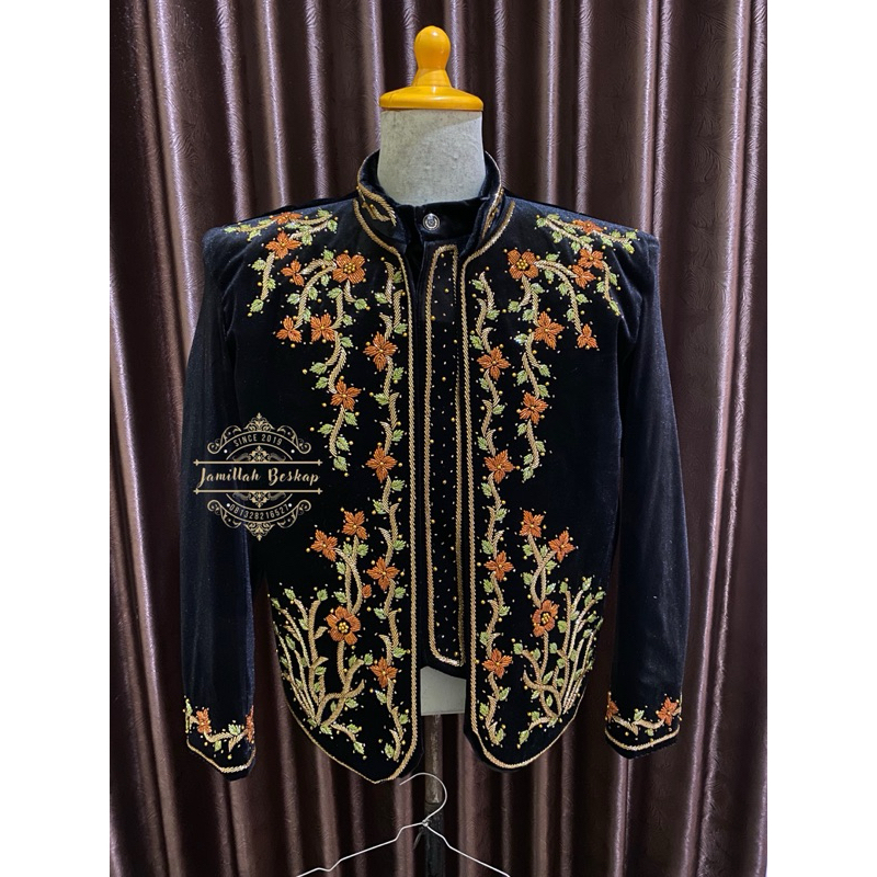 Beskap pengantin pria || Beskap bludru hitam || Beskap solo jawa || Beskap bludru motif || Beskap ja