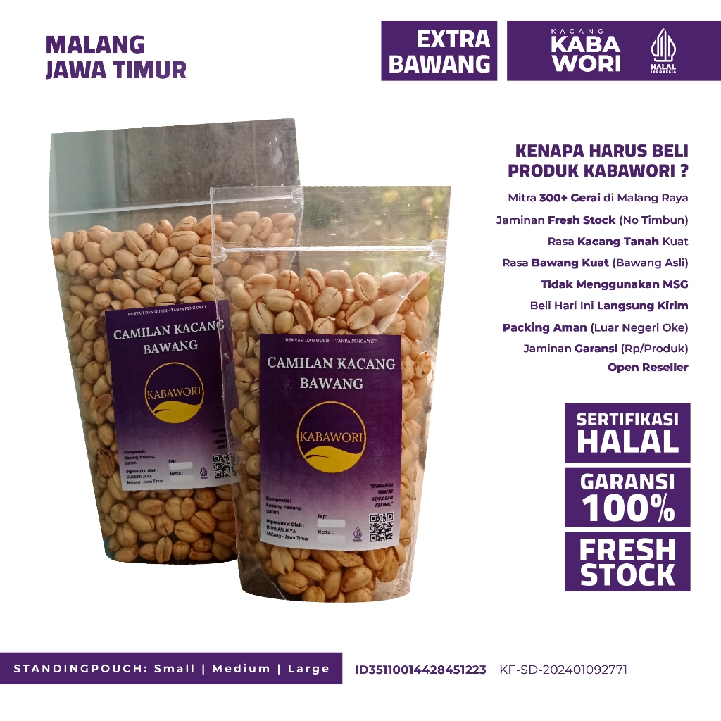 

Kacang Bawang Goreng Khas Malang Standingpouch - Kabawori, Makanan Ringan Snacks Kacang Bali