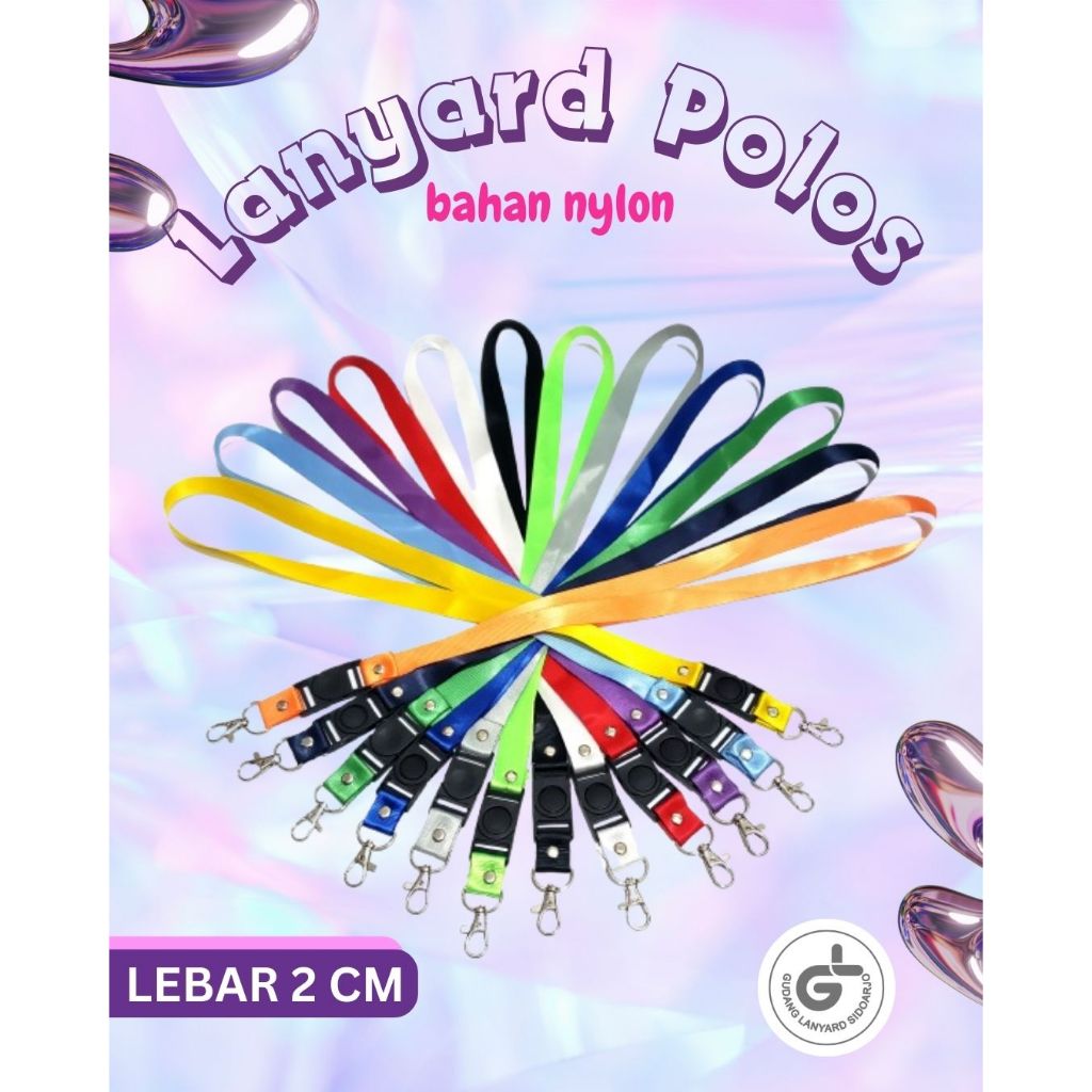 

Tali lanyard Gantungan idcard name tag Polos uk. 2 cm bahan nylon polos