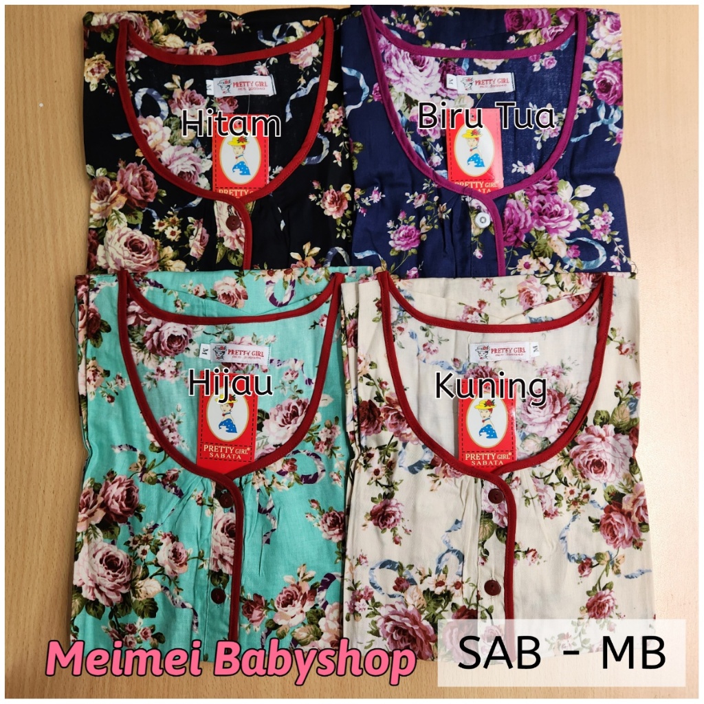 SIZE M Daster Katun SABATA Pretty Girl / Daster Busui Bumil / Baju Tidur Wanita