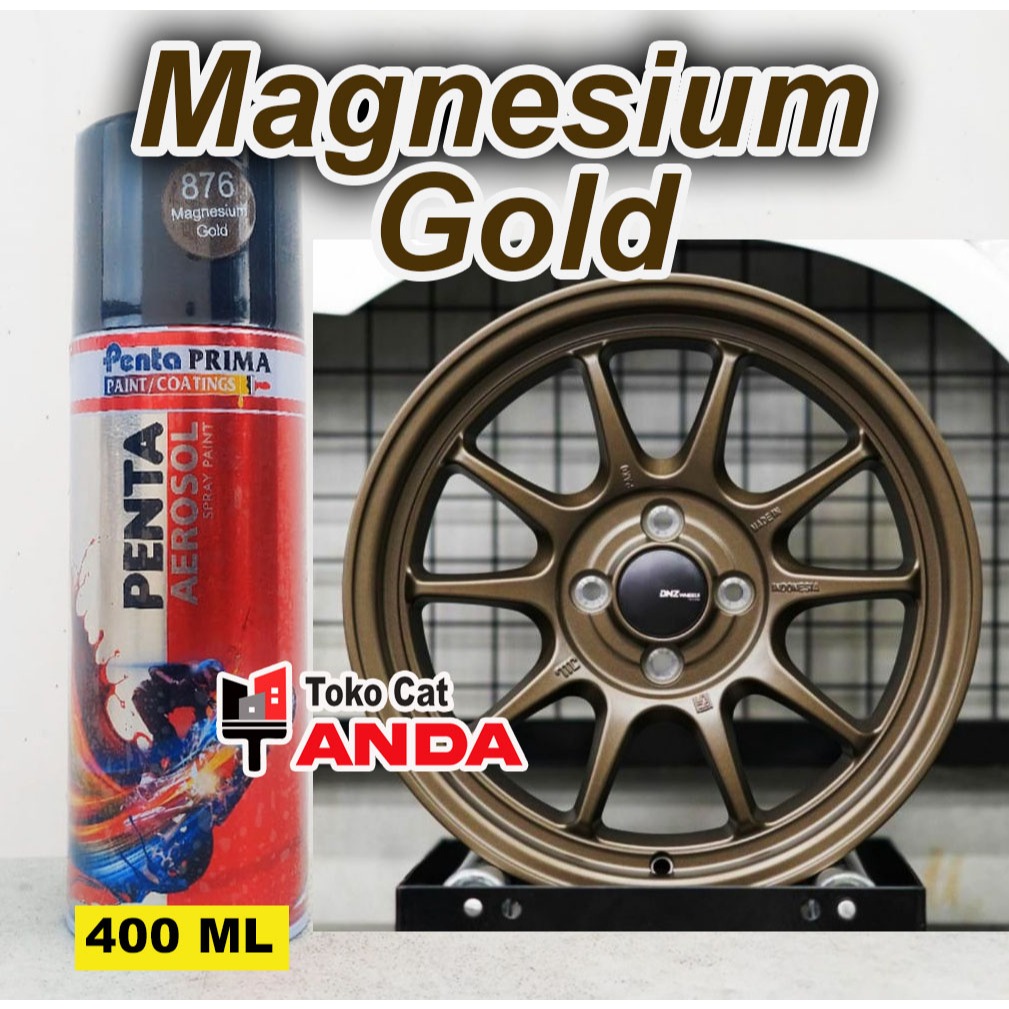 Cat Semprot Penta Magnesium Gold 876 - 400ML - Pilok Penta Aerosol Magnesium - Cat Velg Magnesium
