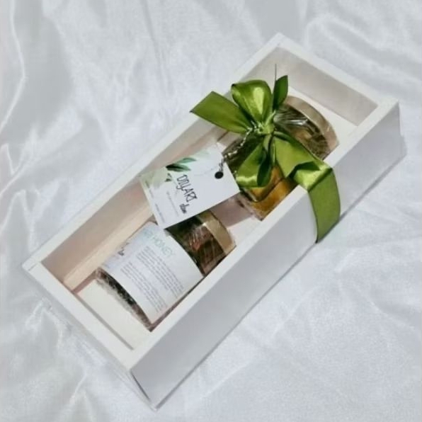 

DIYARI Alam | Hampers 2pcs Organic Honey, Artisan Tea, with Slide Box Mika (wisuda, wedding, birthday, get well soon, hari raya, dst)