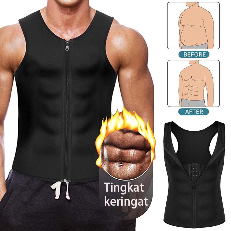 KODE A22G Deduksi Ritsleting Mengikat Korset Pelangsing Perut Pria Pembakar Lemak Shapewear Corset P