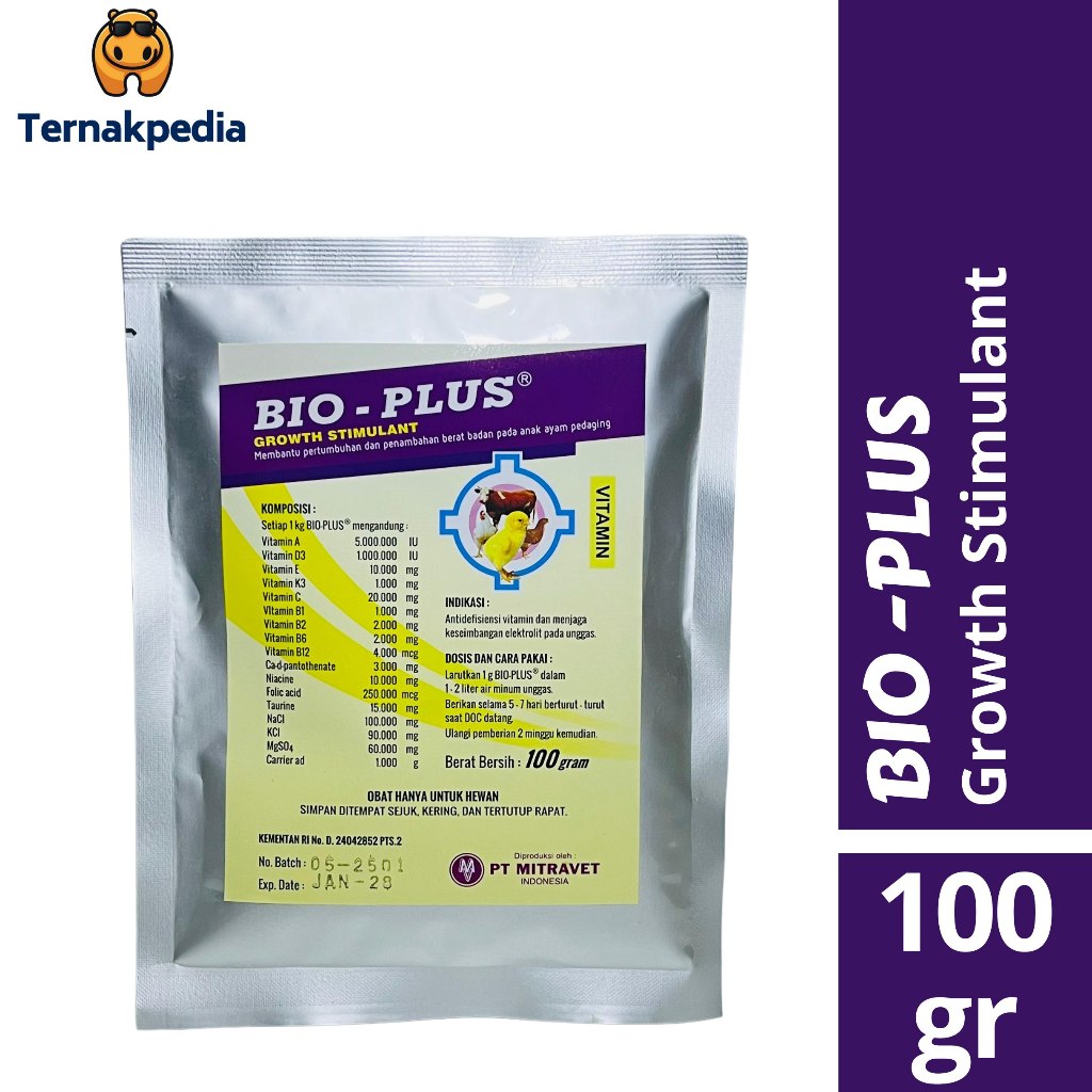 BIO PLUS 100 GRAM Vitamin DOC Anak Ayam Pemacu Pertumbuhan & Berat Badan Anak Ayam Bebek Doc Broiler