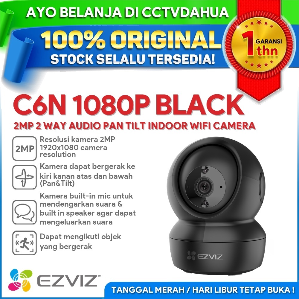 SECOND LIKE NEW GOOD CONDITION EZVIZ C6N 1080P WI-FI WIRELESS CAMERA CCTV SMART IP WARNA HITAM BLACK