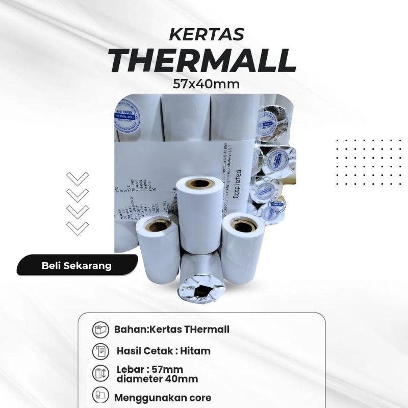 

Kertas kasir Thermal 58/57×40mm polos