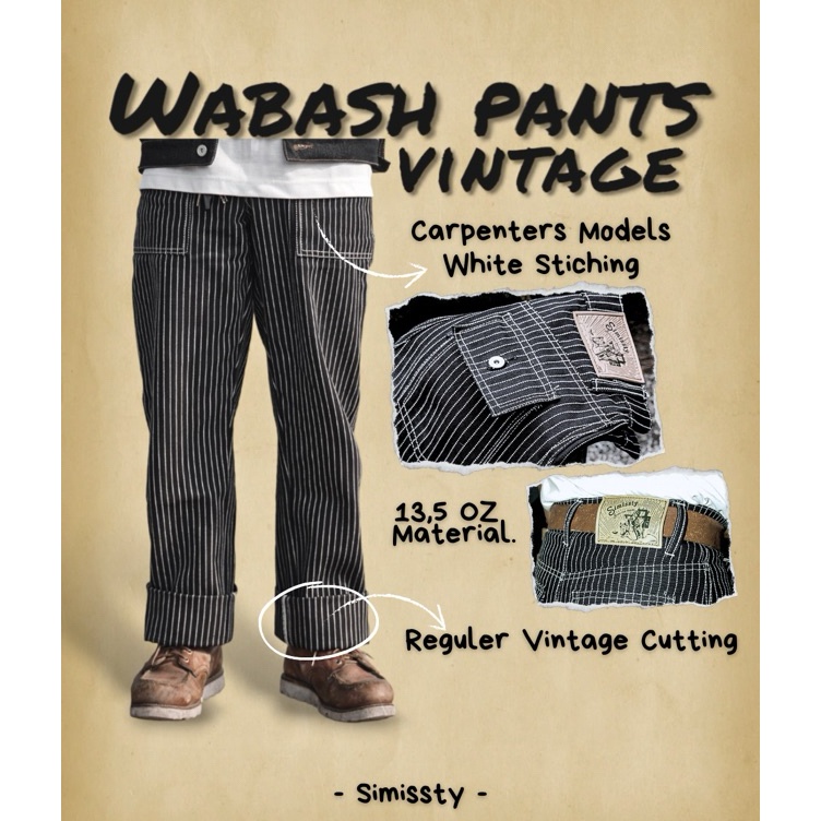 KODE N33A Vintage Pants wabash  simissty denim