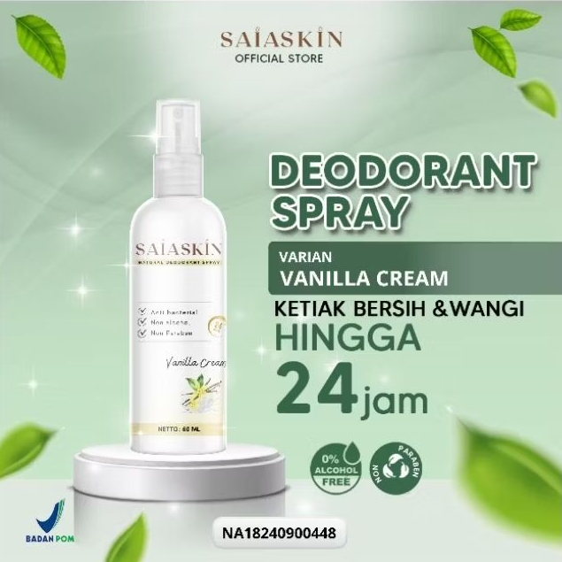 Deo Saia Deodorant Spray Tawas Vanila Cream Saia Skin 60ml