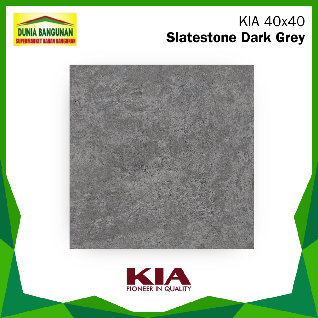 Keramik 40x40 KIA Slatestone Dark Grey Keramik Lantai Garasi / Keramik Teras / Keramik Carport Keram