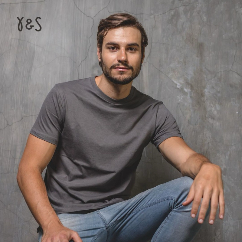 YARN & SPINDLE Basic T-shirt Cotton Combed 30s Ultrasoft Charcoal - Kaos Polos Pria Lengan Pendek