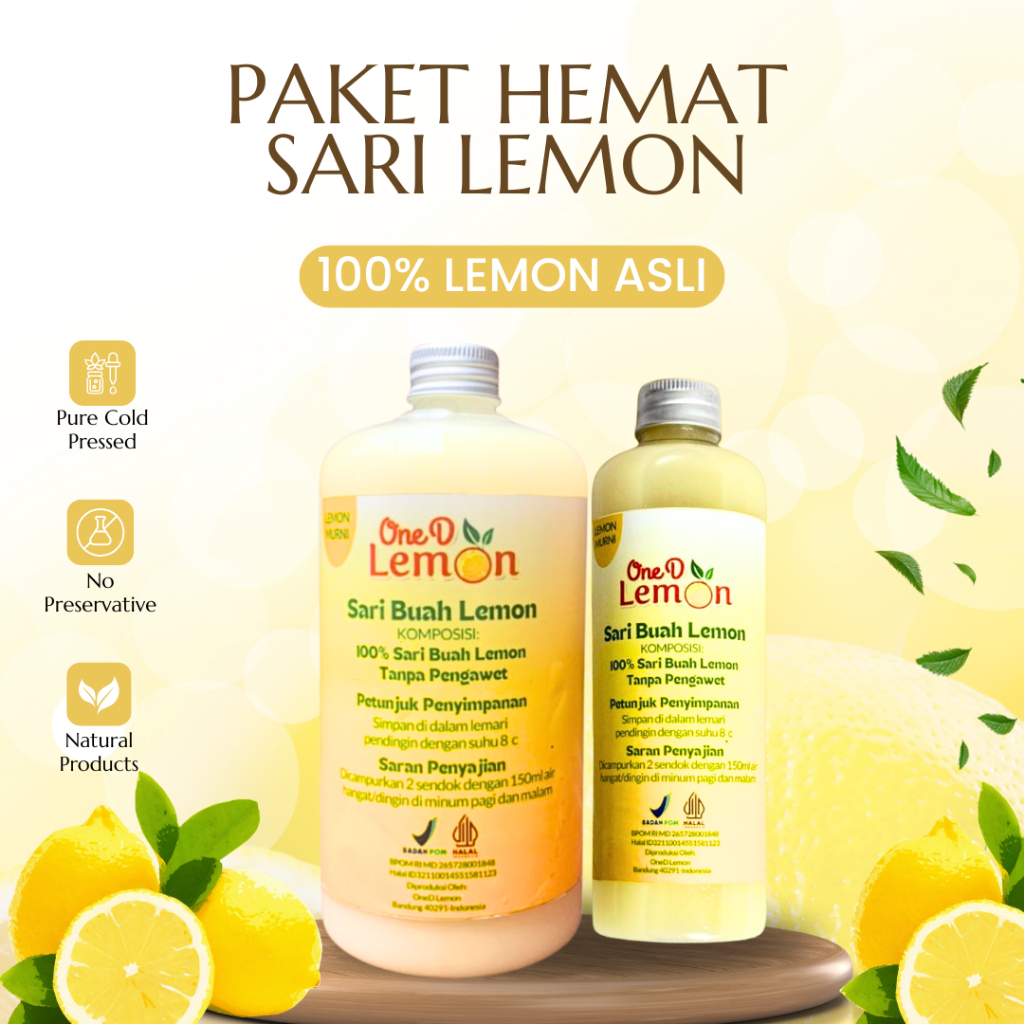 

OneD Sari Lemon Murni Alami 100% Tanpa Campuran Untuk Detoks Kesehatan Dan Diet Alami New