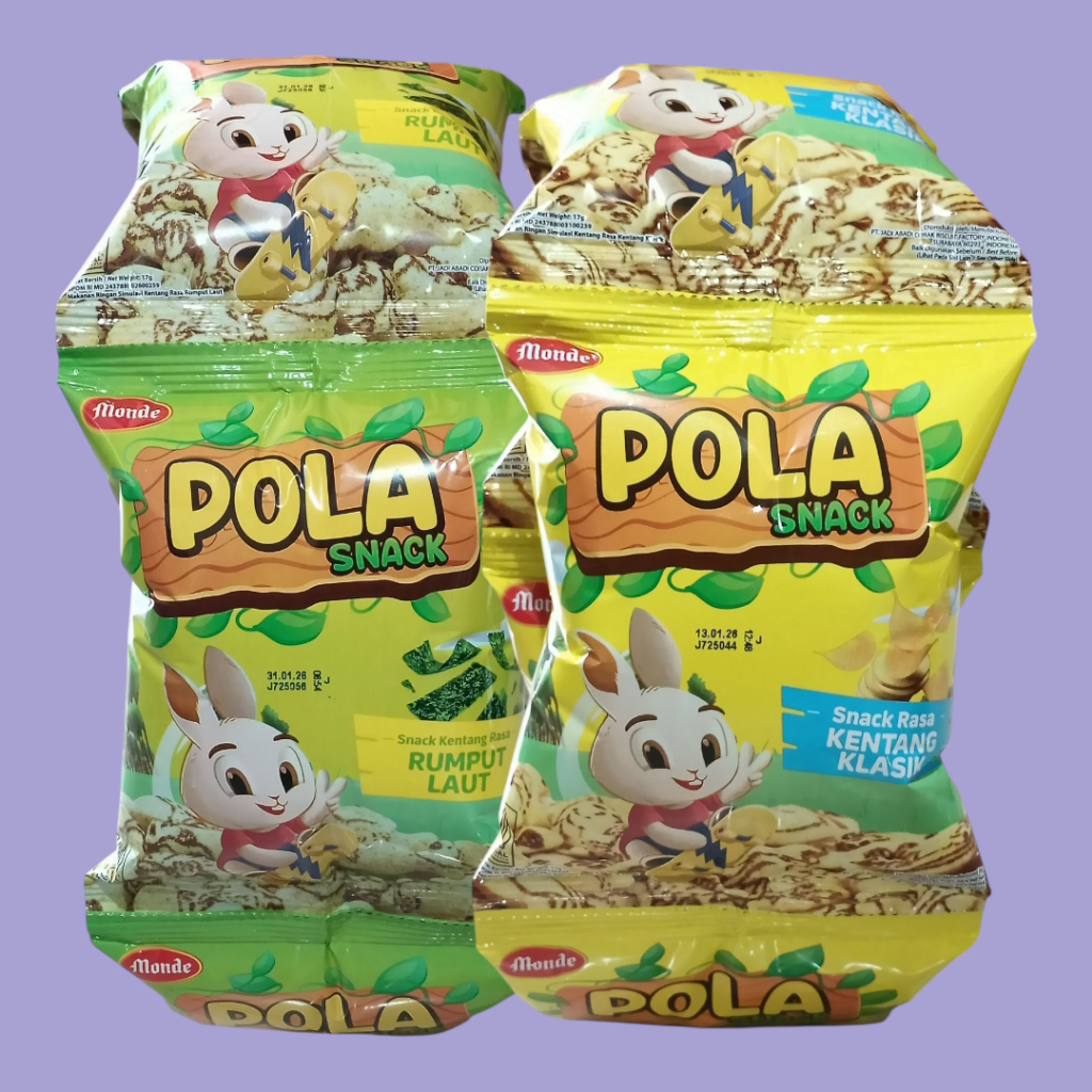 

Monde Pola Potato Crackers Rumput Laut & Kentang Klasik Snack Biscuit 12gr [10 pcs/renceng]