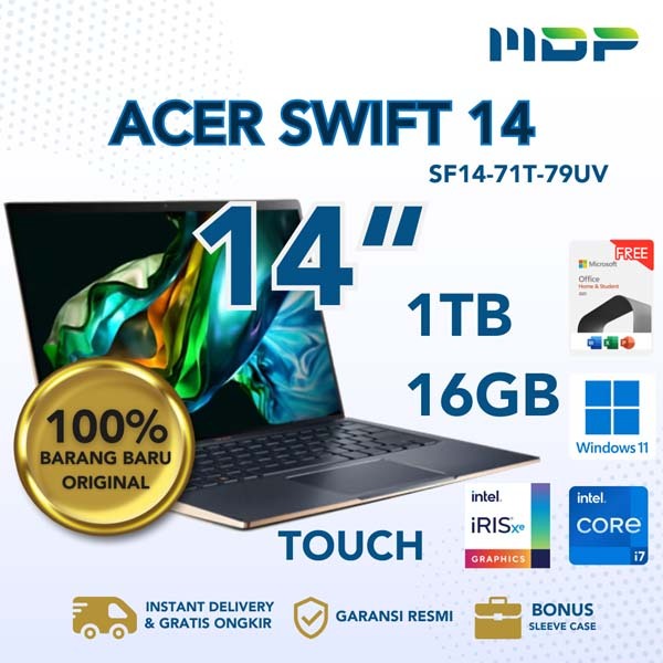 LAPTOP ACER SWIFT 14 SF14-71T-79UV STEAM BLUE I7 H 16GB 1TB 14" TOUCHSCREEN INTEL IRIS XE W11+OHS21