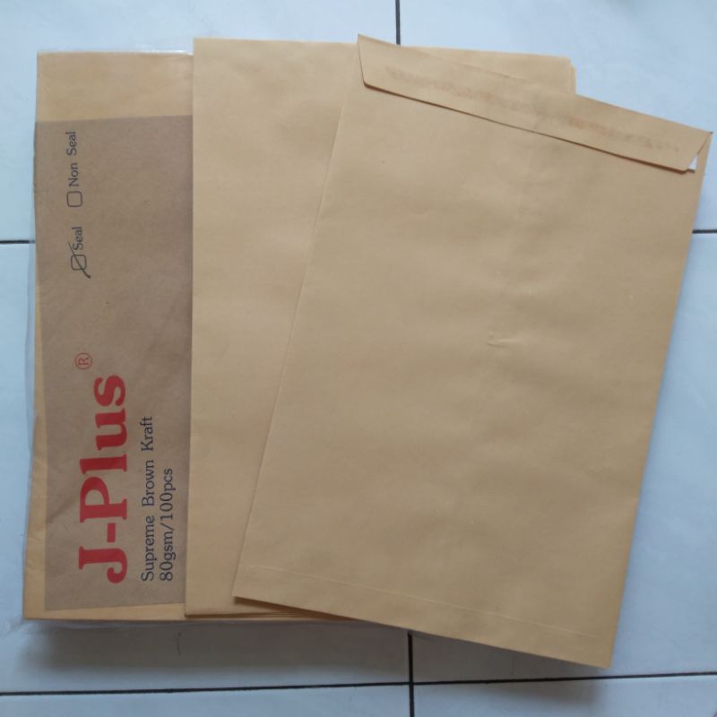 

(1 Pak) Amplop Coklat Folio Sealed J-Plus 80 Gsm