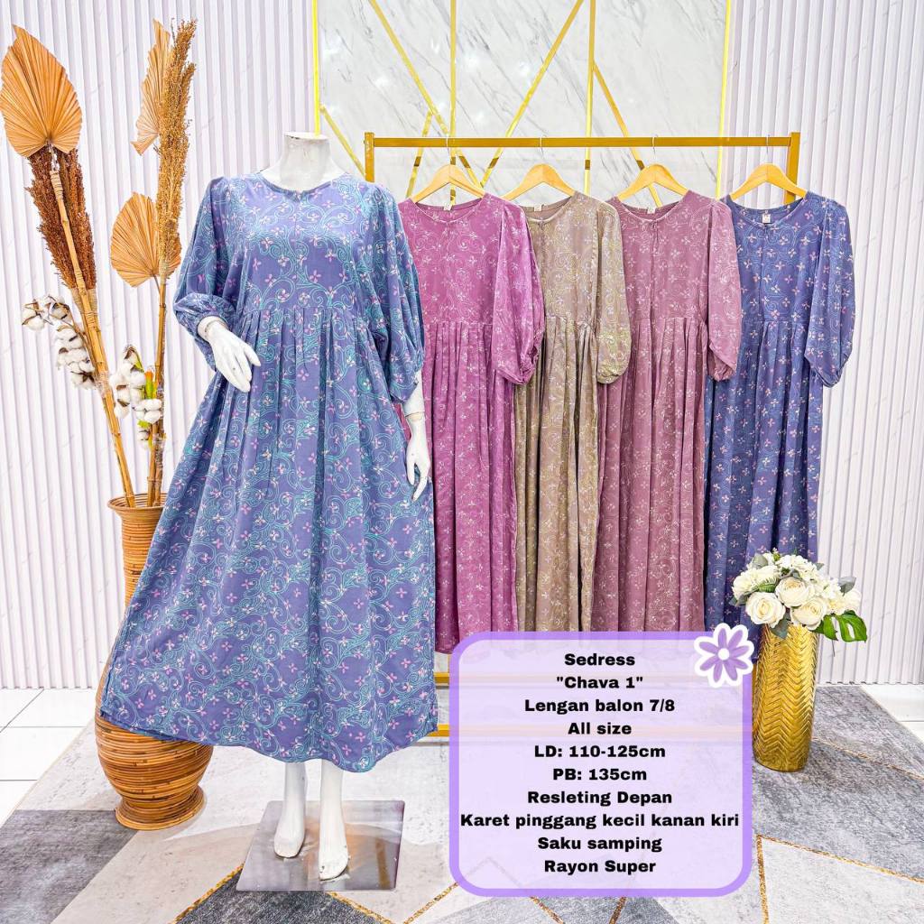 Alizta Gamis Balon Batik Pekalongan Rayon Super Dress Busui Busana Muslimah