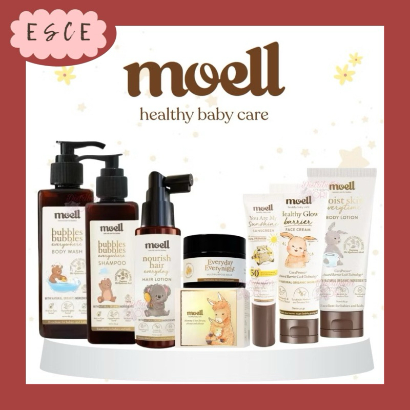 ESCE MOELL Healthy Skincare BABY Natural Organic Hair Lotion Shampoo Body Wash Face Cream Sunscreen 