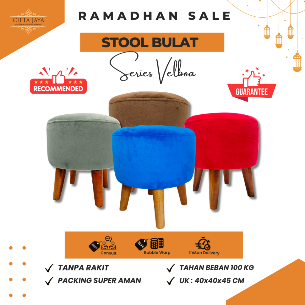 Cipta Jaya - Kursi Stool Bulat Puff Sofa Minimalis Modern Aesthetic Estetik Kamar Ruang Tamu Teras K
