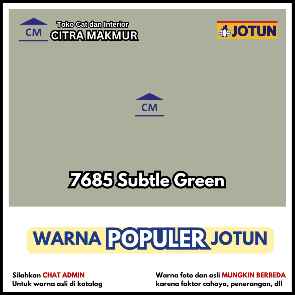 JOTUN 7685 Subtle Green (Jotun Hijau sage Soft - KEMASAN GALON) - Cat Tembok Exterior dan Interior J