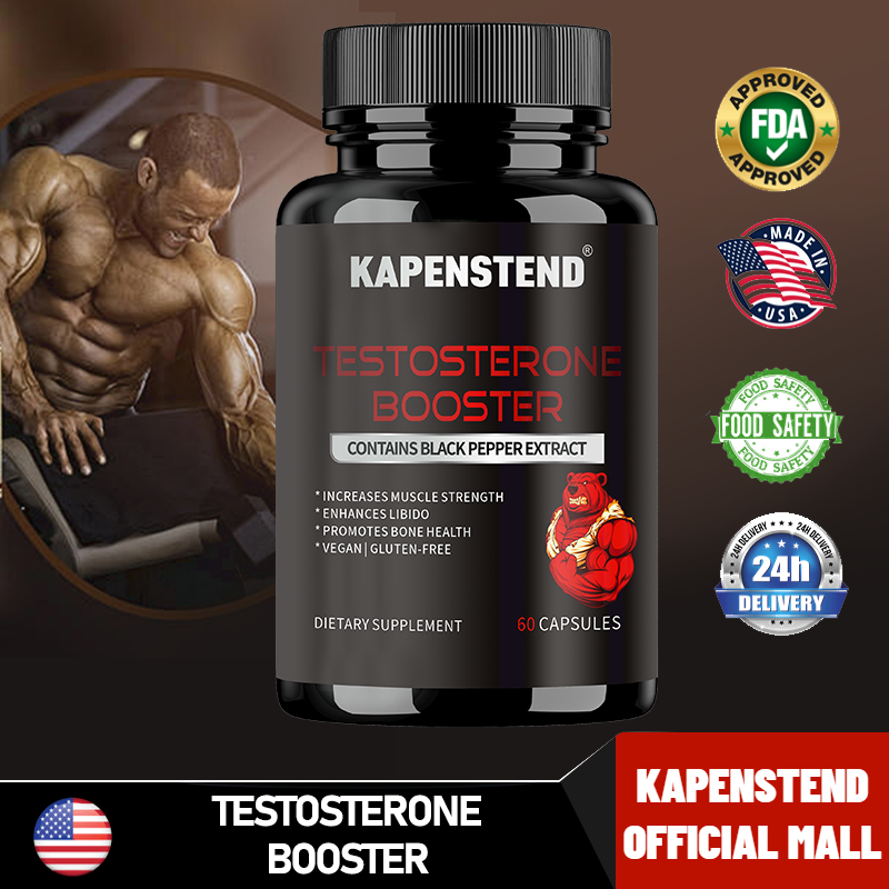 KAPENSTEND Testosterone Booster - Meningkatkan Kekuatan Otot, 2,800mg Total Blend, 60 Kapsul Lunak