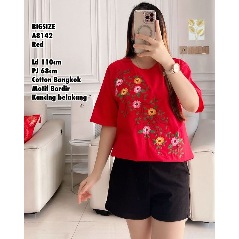 A8142 blus cotton bangkok motif bordir