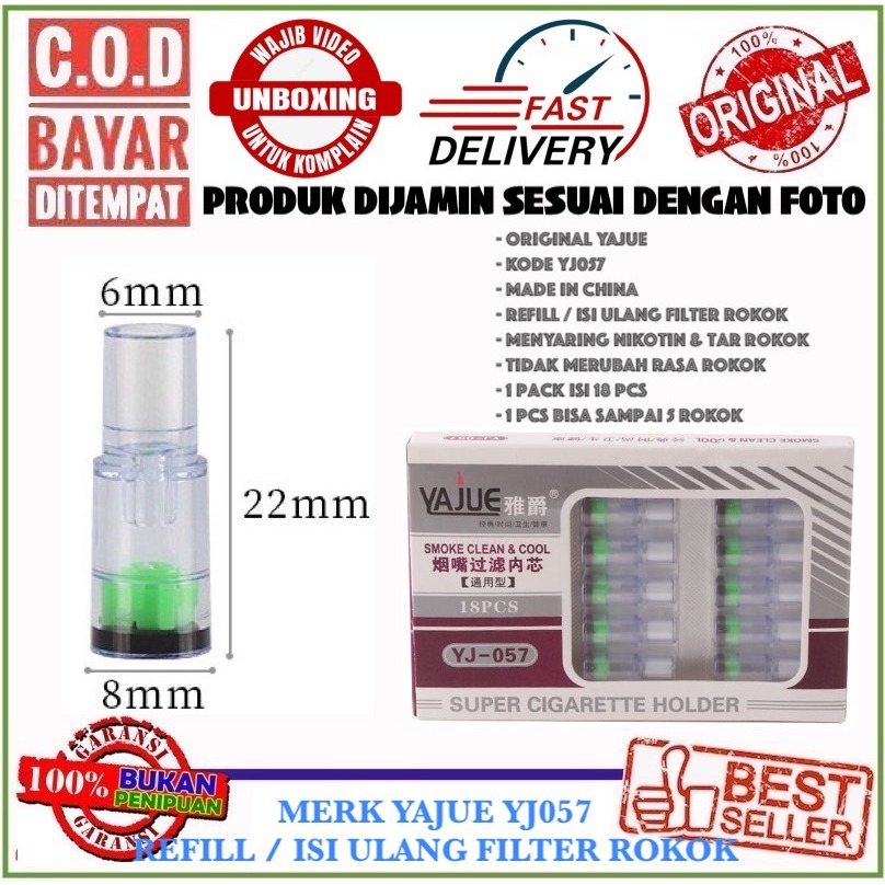 C.O.D Refill / Isi Ulang Pipe Holder Yajue YJ057 Pipa Saringan Asap isi 18 Pcs Koleksi Dewasa