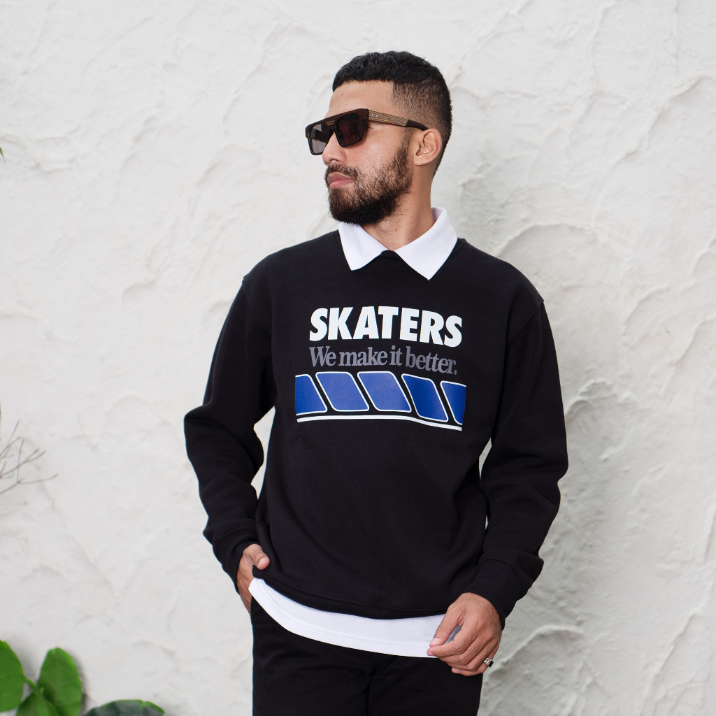 Skaters Crewneck Reblock 3 YB025 Black