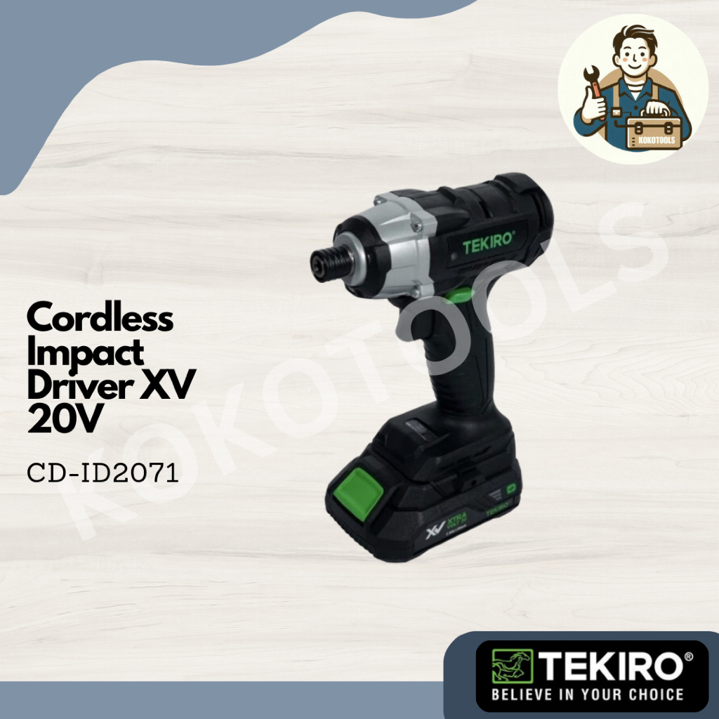 Bor Obeng Baterai Cordless Impact Driver XV 20V Brushless Tekiro
