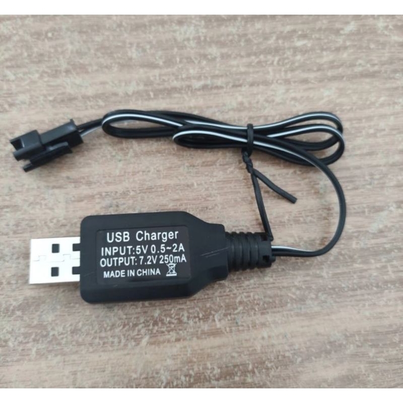 USB CHARGER / KABEL CHARGER USB BATERAI RC 7,2V 250mA SOKET HITAM