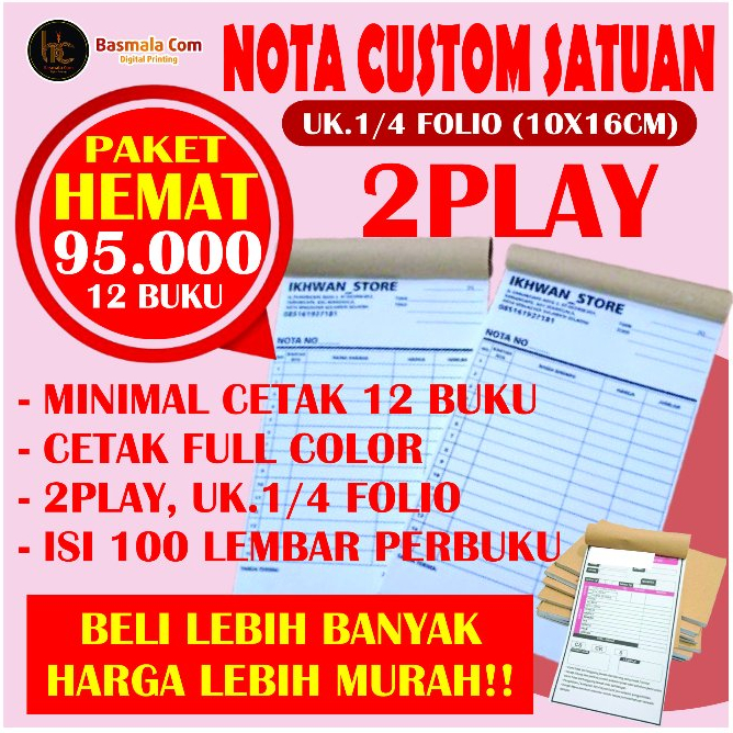 

PROMO Nota Custom 2Play Uk.1/4 Folio 12 Buku