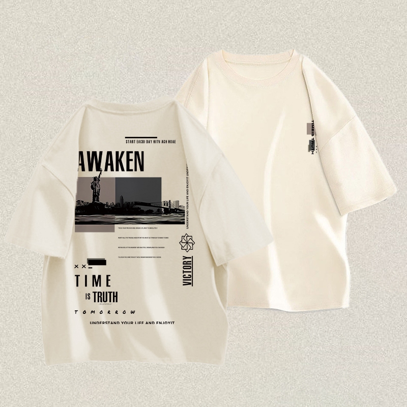 RENELLE Kaos T-shirt Pria Oversize | Kaos Sablon “ AWAKEN ” | Kaos Pria Distro Original | Kaos Distr