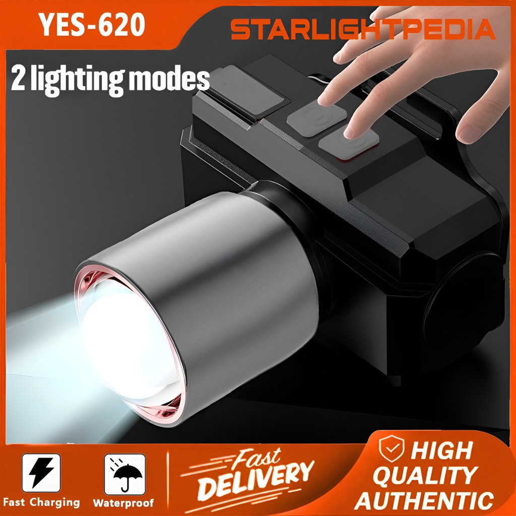 Senter Kepala LED Laser Longda T-620 Baterai Lepas Pasang Waterproof Type C